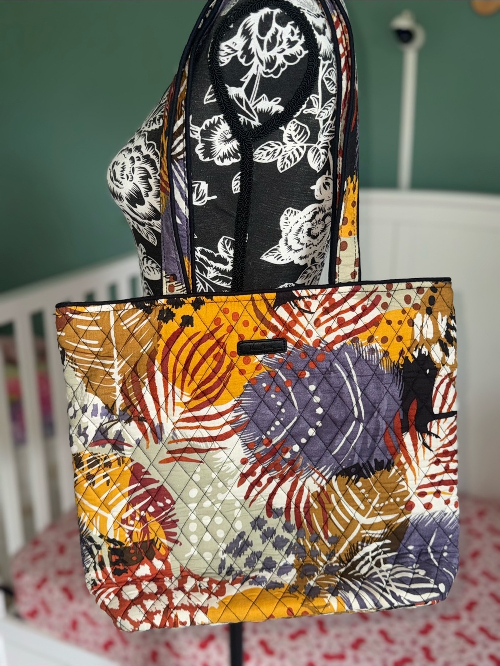 Vera Bradley Mustard Multi Floral Quilted Tote